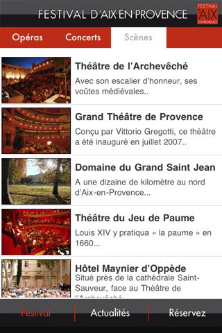 Application iPhone Festival d’Aix-en-Provence