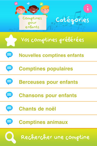 Application iPhone Comptines pour enfants et chansons enfantines