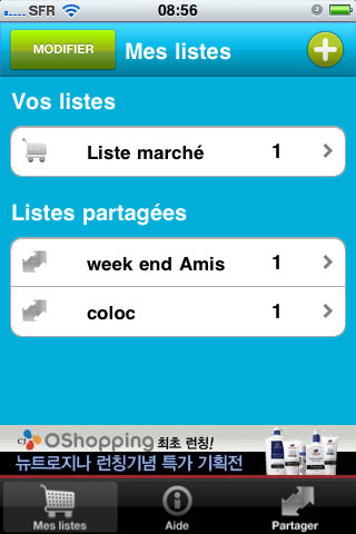 Application iPhone Home Bubble Gérez vos listes de courses