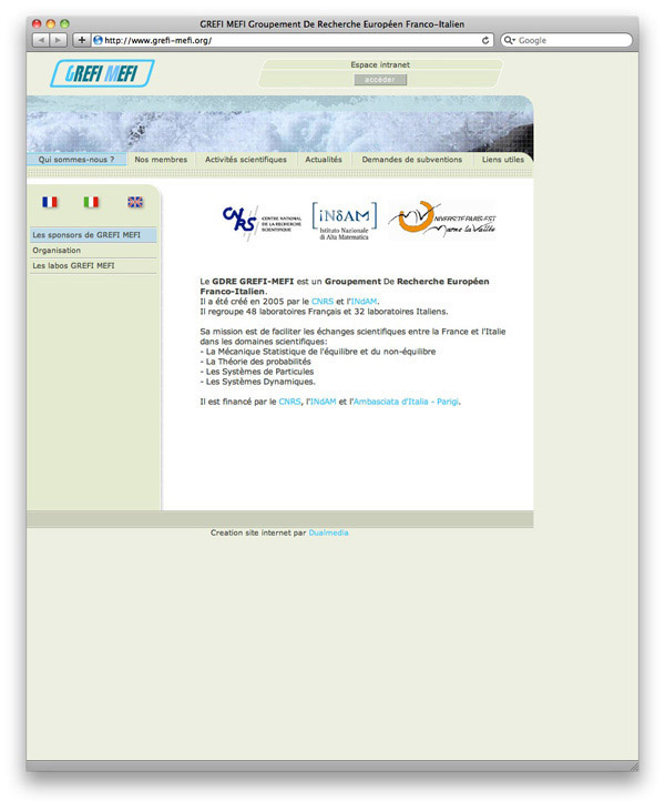 Website GREFI-MEFI Groupement De Recherche Européen
