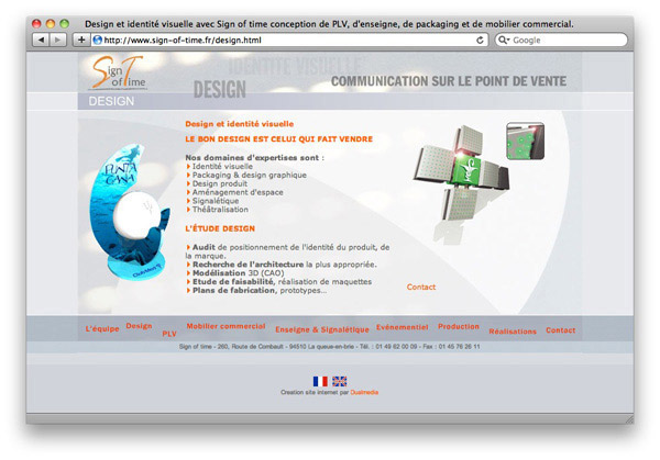 Site internet Sign of time Communication point de vente