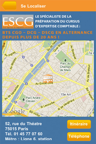 The ESCG Compta work-study school iPhone application