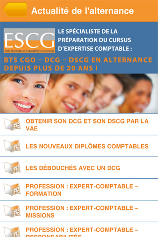 Application iPhone ESCG COMPTA BTS CGO, DCG et DSCG en alternance