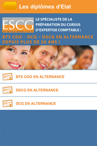 Application iPhone ESCG COMPTA BTS CGO, DCG et DSCG en alternance