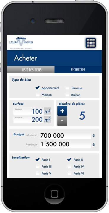 application iphone consultants immobilier