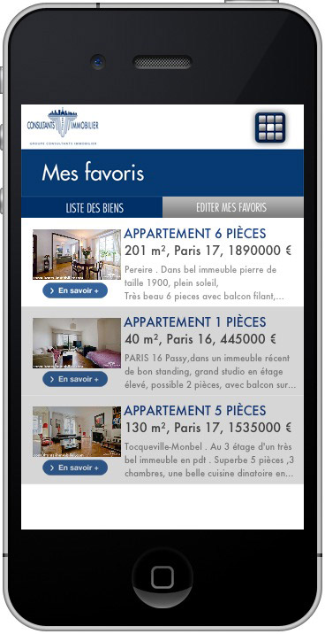 Application iPhone iPad Consultants Immobilier &#8211; Vente de biens immobiliers haut de gamme