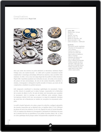 Application iPad Audemars Piguet Catalogue Intéractif