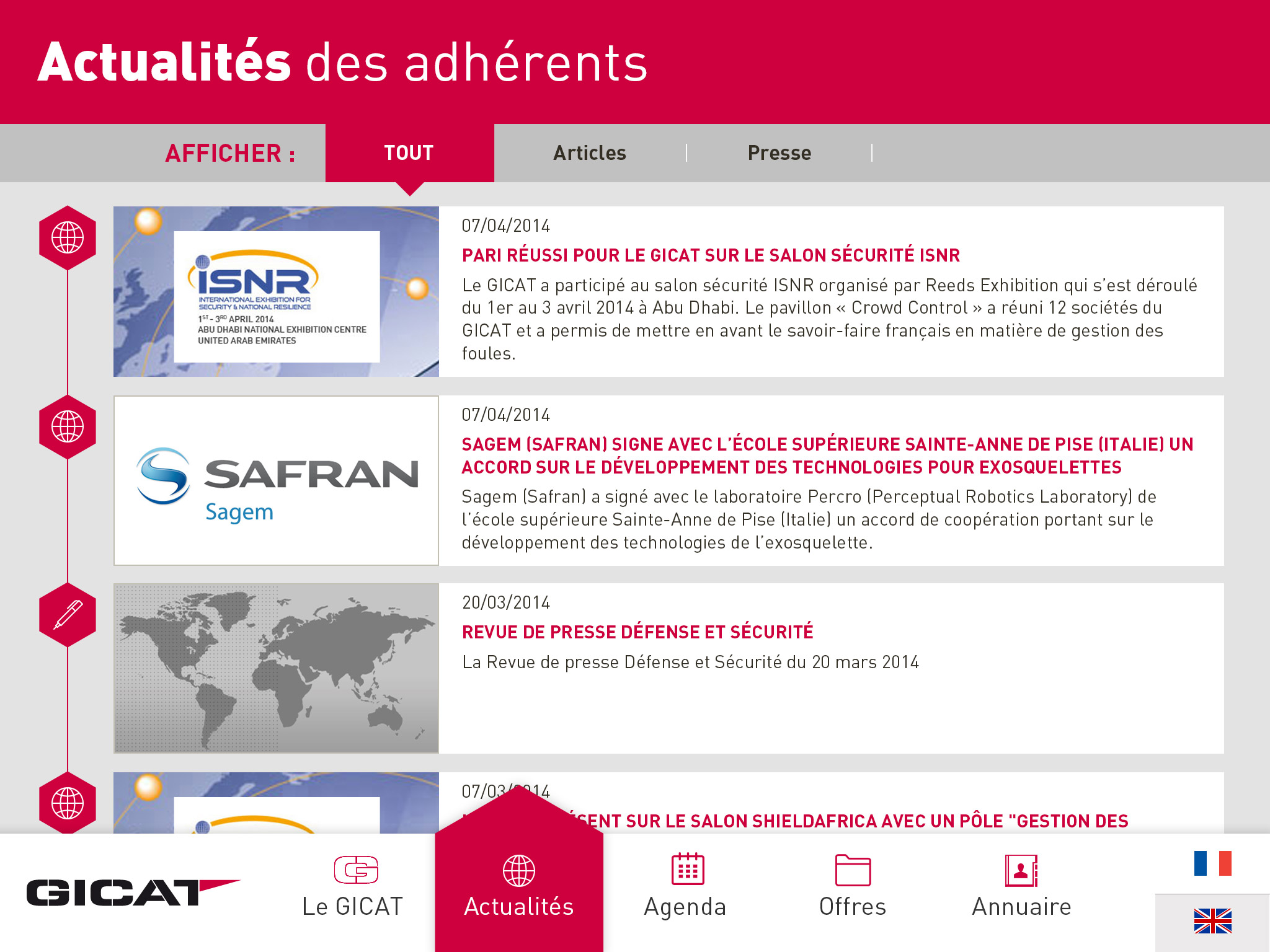 iPad iPhone Application Gicat Group of French Land and Airland Defense Industries