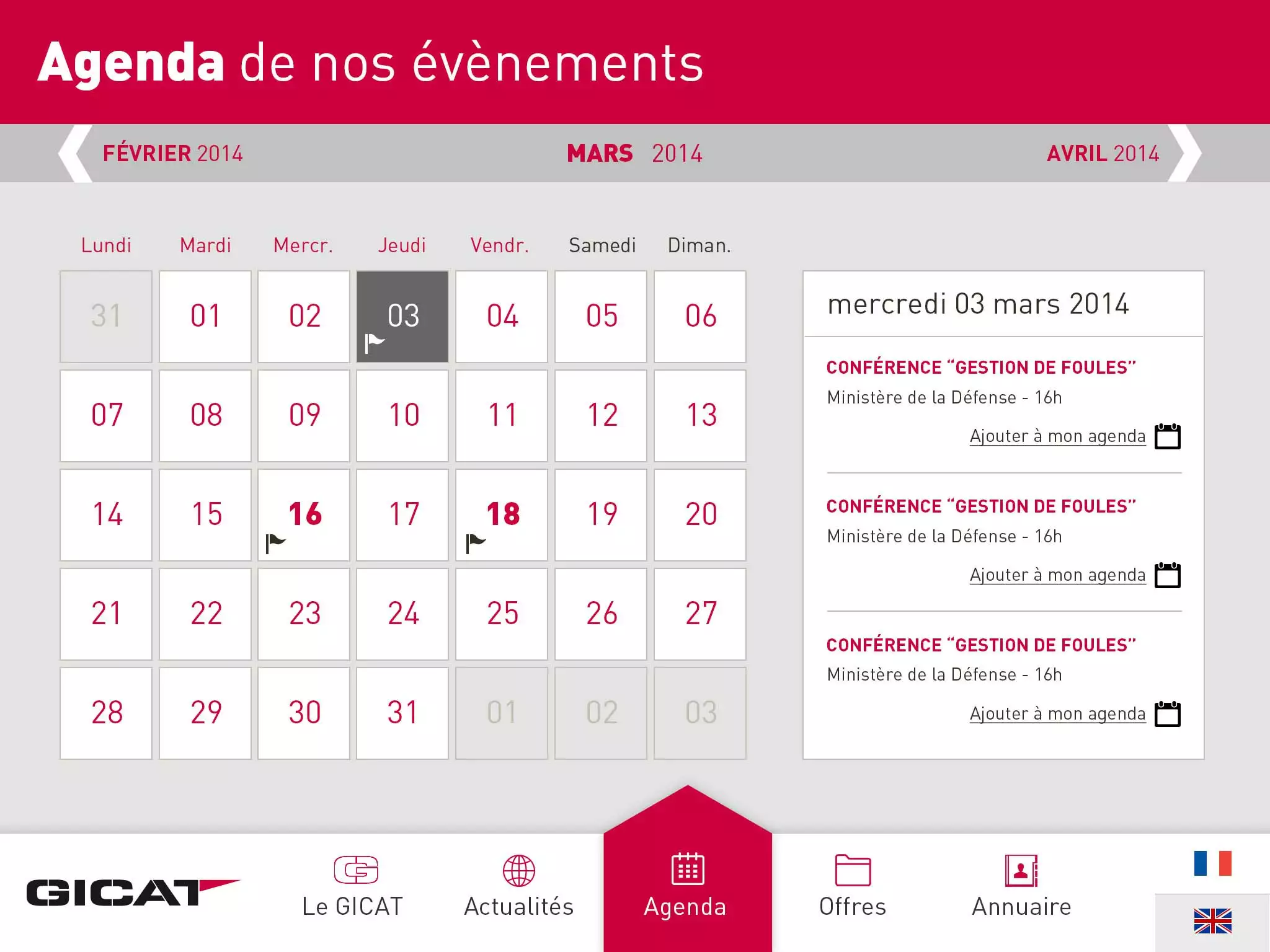 Application iPad iPhone Gicat Groupement des Industries Françaises de Défense Terrestre et Aéroterrestre