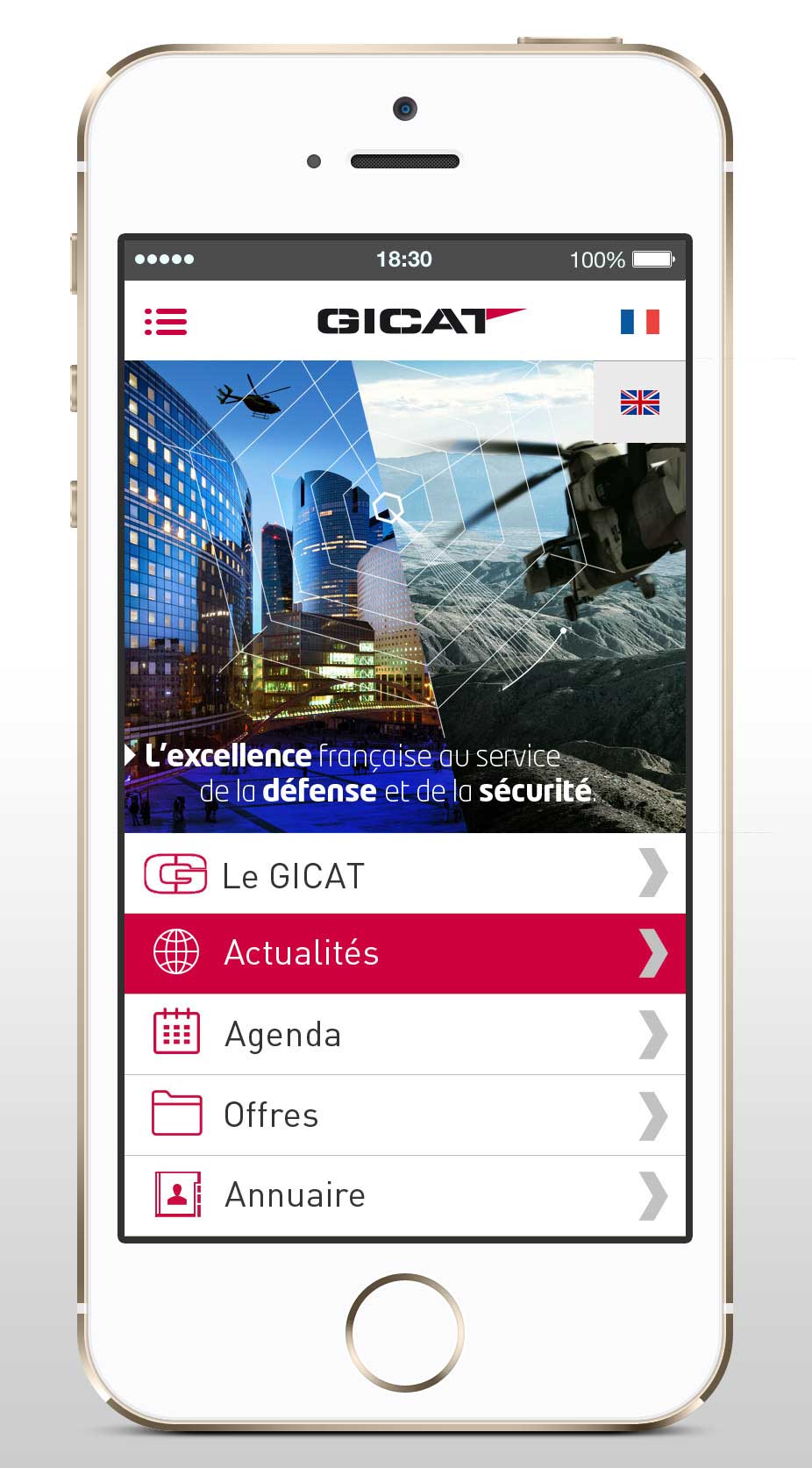 Application mobile iPad iPhone Gicat Groupement des Industries Françaises de Défense Terrestre et Aéroterrestre
