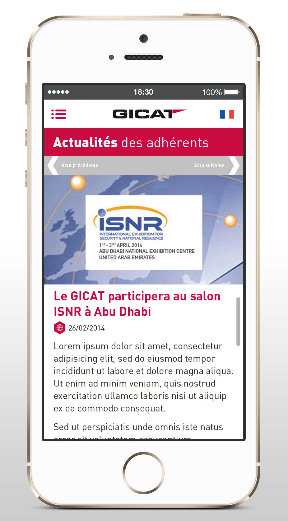 Application mobile iPad iPhone Gicat Groupement des Industries Françaises de Défense Terrestre et Aéroterrestre