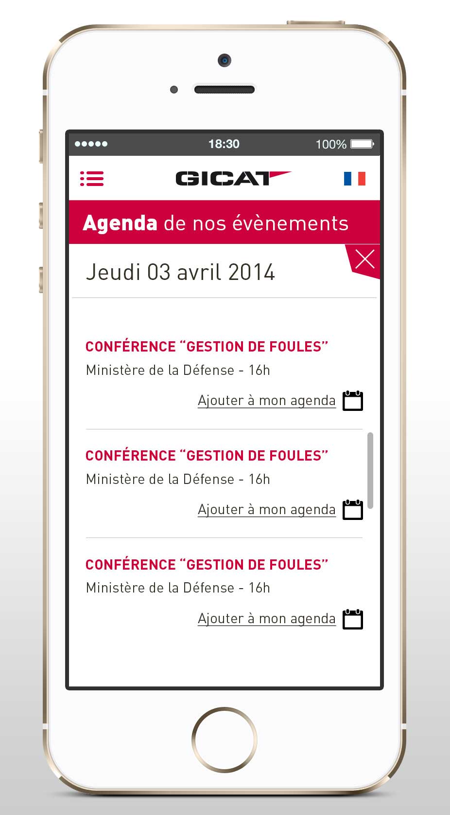 Application mobile iPad iPhone Gicat Groupement des Industries Françaises de Défense Terrestre et Aéroterrestre