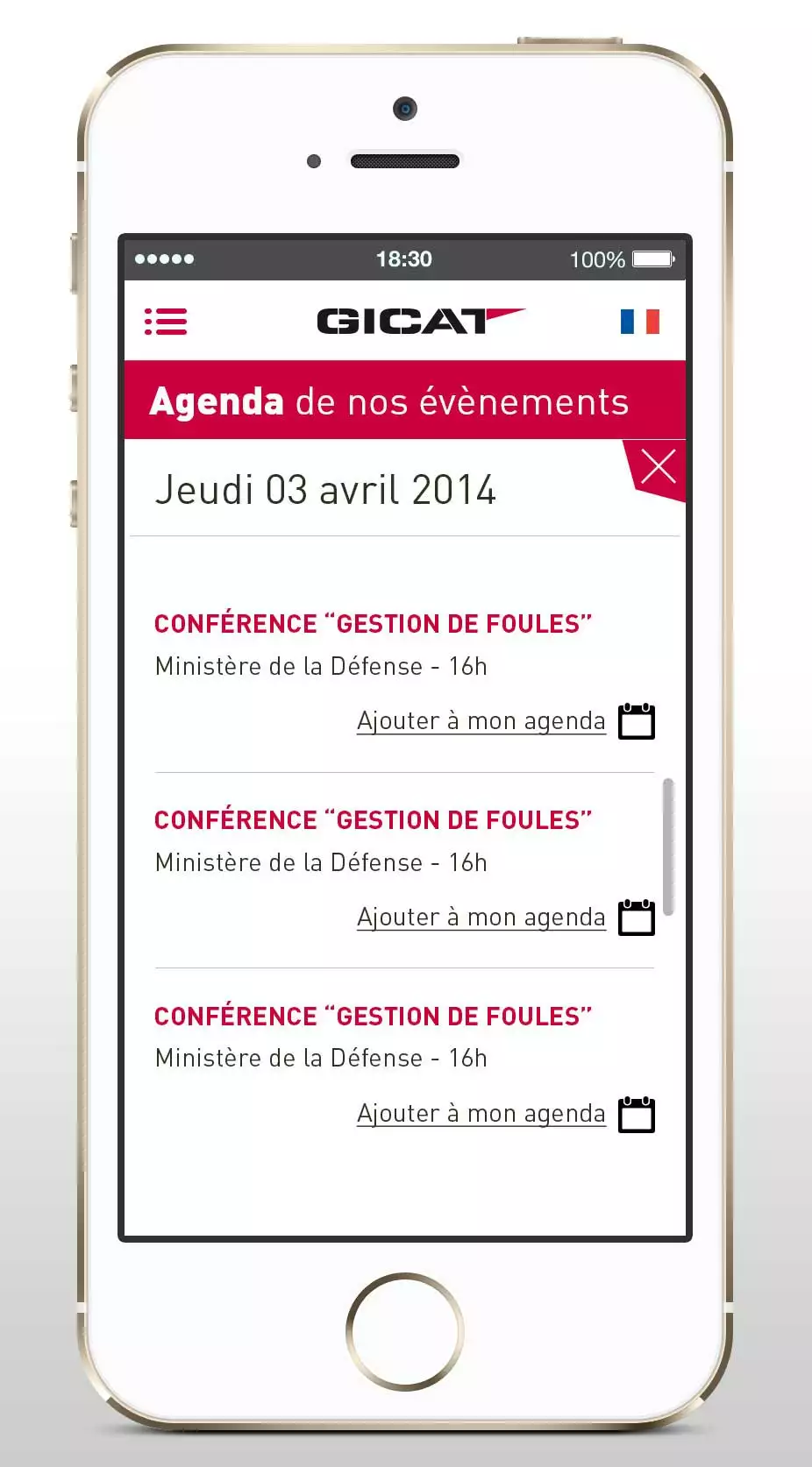 Application iPad iPhone Gicat Groupement des Industries Françaises de Défense Terrestre et Aéroterrestre