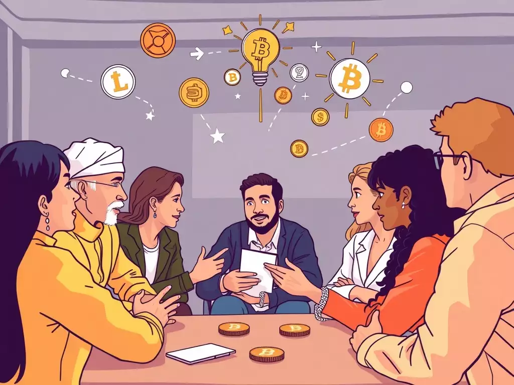 A meeting around participatory financing using cryptocurrencies.